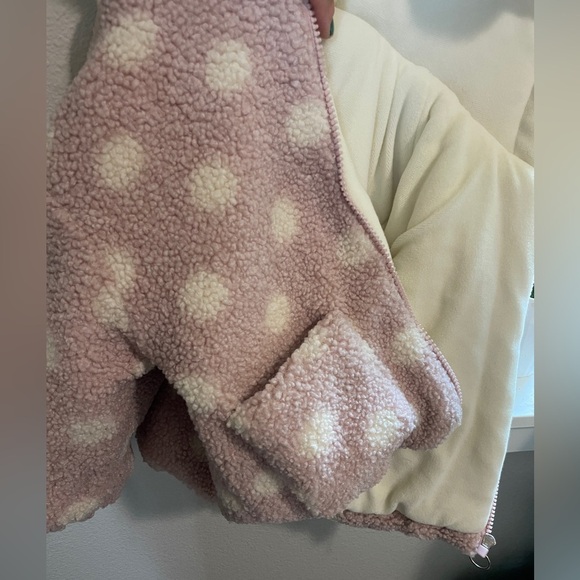 Baby/Toddler Polka Dot Teddy Bear Fleece Hooded Jacket with Ears - Picture 7 of 8